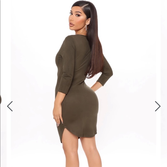 Soft Moves Suede Mini Dress- Olive - Picture 3 of 8